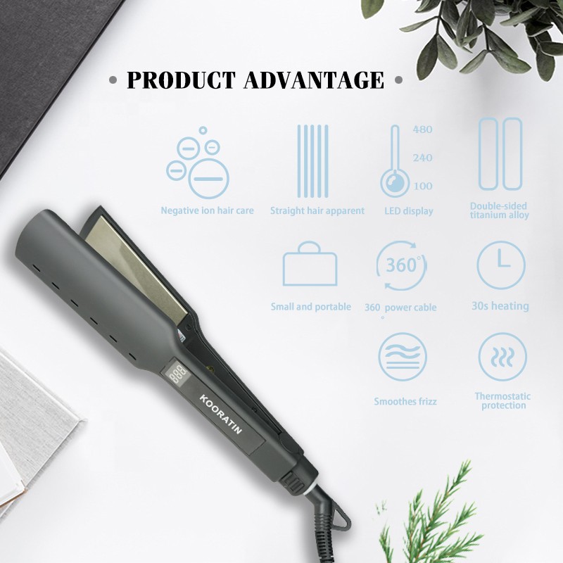 2-in-1 Titanium Hair Straightener and Curler Portable Flat Iron with LED Temperature Display Fast and Cheap