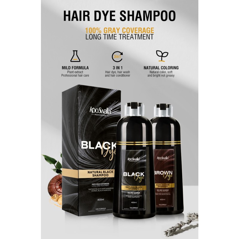 Hot Selling Black Hair Dye Shampoo 3 in 1 Cover Gray and White Hair for Home Use