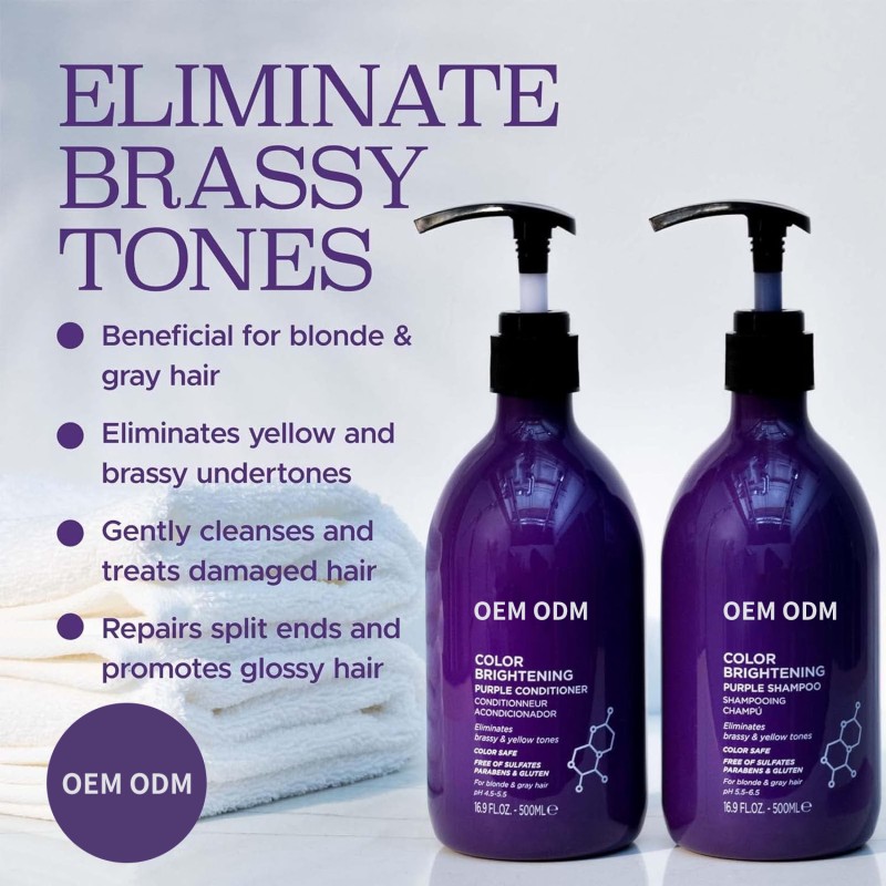 Private Label Anti-Brassy No Yellow Salon Quality Shimmer Light Purple Shampoo for Color-Damaged