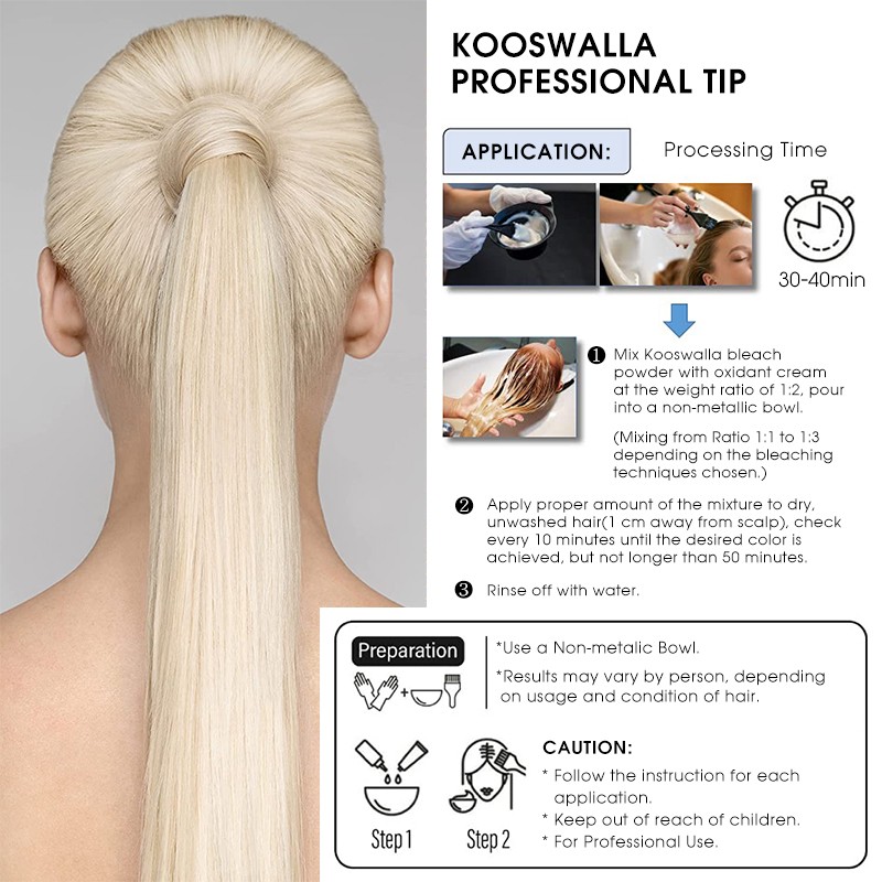 Kooswalla Professional Organic Hair Bleach Dust Free Bleaching Powder for Hair
