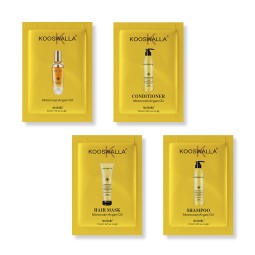Kooswalla Organic Argan Oil Shampoo Conditioner Sample Set Hair Care Damaged Hair Moisturizing Repair Features Free Small Sachet