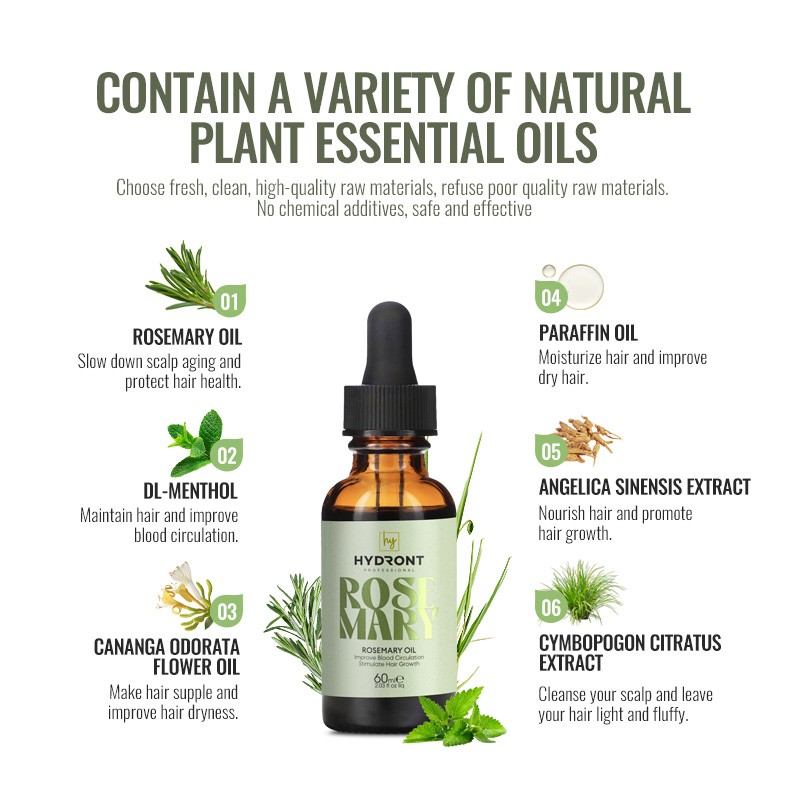 OEM ODM Kooswalla Best Sell Organic Natural Hair Growth Products Baby Rosemary Oil for Hair Growth