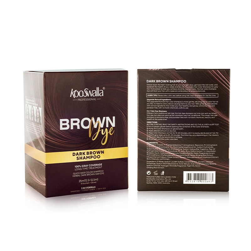 Kooswalla Herbal Private Label Hair Products Magic Brown Free Ammonia Sachet Black Hair Dye Shampoo in Cream Form