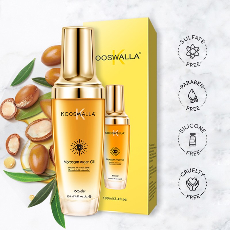 KooSwalla Organic Argan Hair Oil Vegan Hair Repair and Nourishing Oil for Damaged Hair