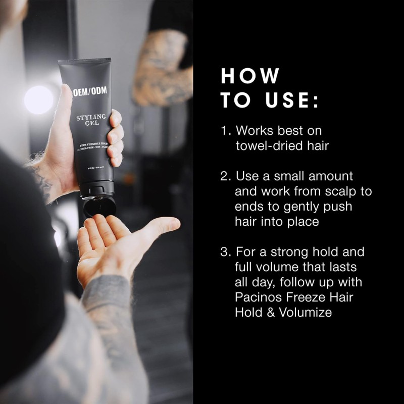 Best Quality Men's Styling Gel Hot Sale OEM Private Labels Long Lasting Hold for Curly Hair Organic Ingredients