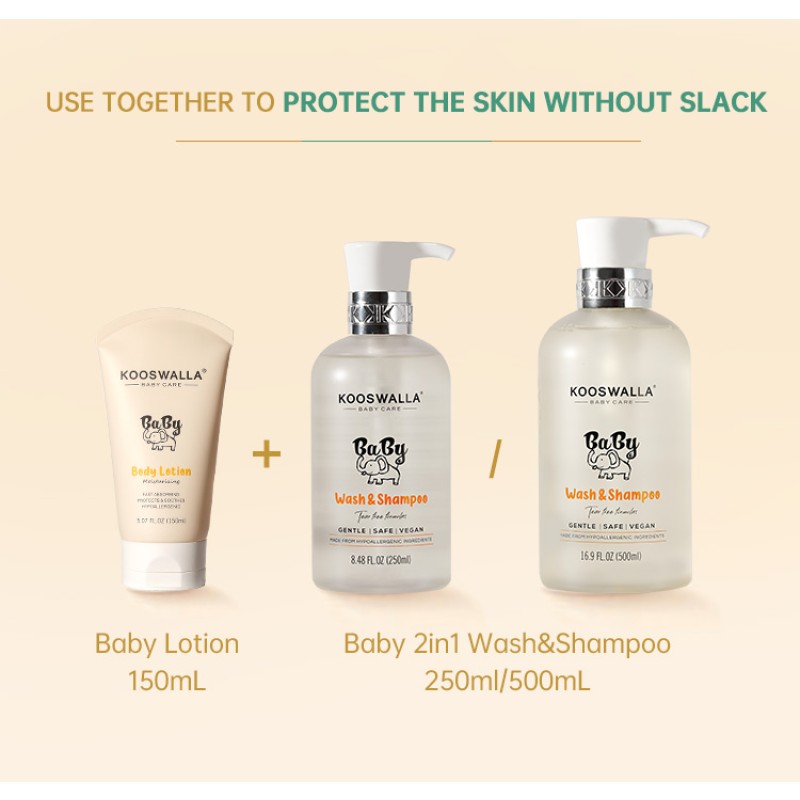 Organic Vegan Baby Skin Whitening Cream Body Lotion Shampoo and Body Wash with Herbal and Hyaluronic Acid Ingredients