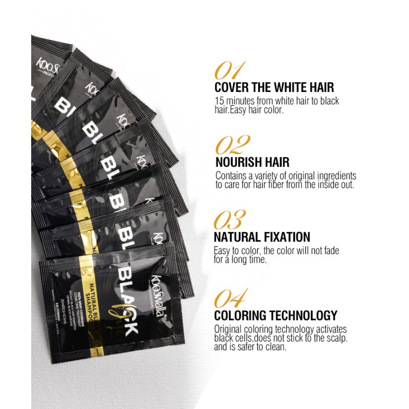 For KooSwalla Brand 25ml Herbal Liquid Semi-Permanent Hair Color Shampoo Cream Form Wholesale Black Hair Colorant