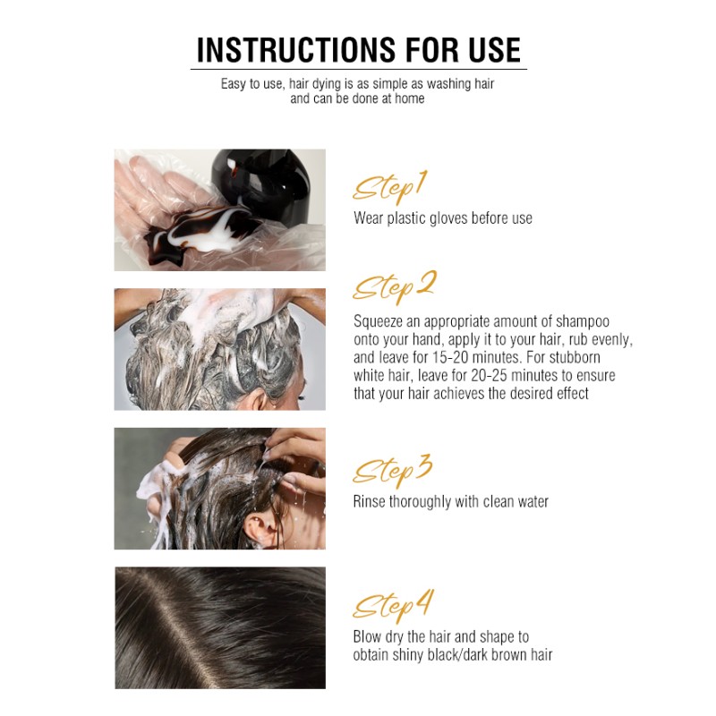 Manufacturer Private Label Ammonia Free Fast Coloring Fashion Brown Black Hair Shampoo Hair Dye Shampoo