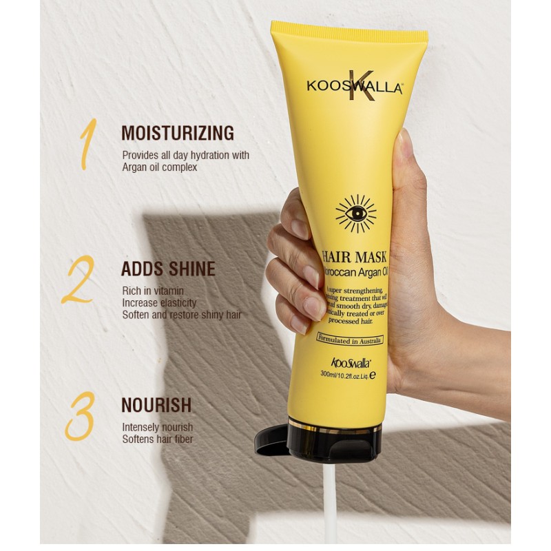Private Label Natural Organic Kooswalla 300ml Argan Oil Mask Repair Hair for Salon Use