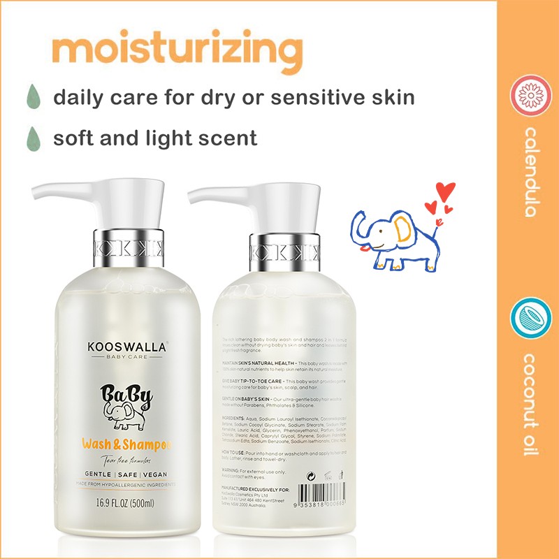 Kooswalla Baby Care Series Baby's 2 In1 Shower Gel Natural Mild Formula Shampoo and Body Wash