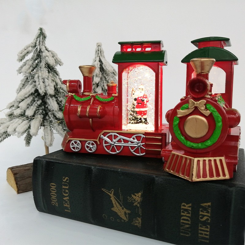 Winter Village Desktop Decoration Snow House Resin Ornaments LED Lighting Miniature Christmas Home Office Displays