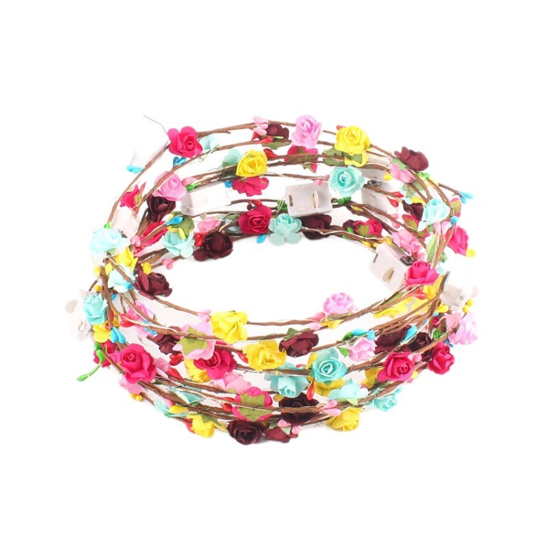 High Quality LED Flower Hairband Feather Led HeadbandCrown Floral Wreath Headband Artificial Wedding Garland Wreath