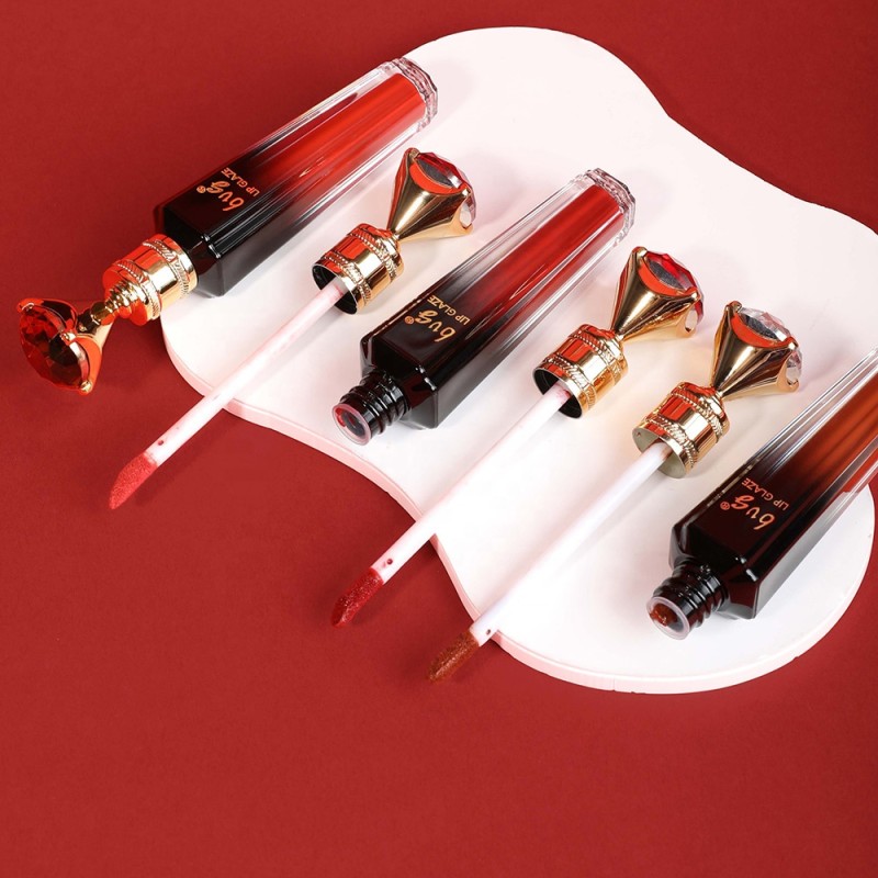 6 Colors 2.5g Waterproof Long Lasting Nude Matte Liquid Lipstick Non Stick Cup Sexy Red Lip Tint With Luxury Diamond Wand