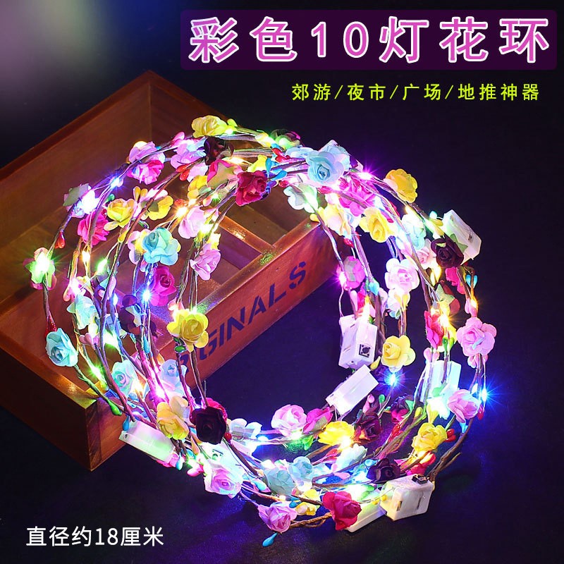 Glow LED Headband Light up Led Flower Luminous Hair Garlands Hairband Multicolor Floral Headpiece Wreath Headdress Hair Wreath