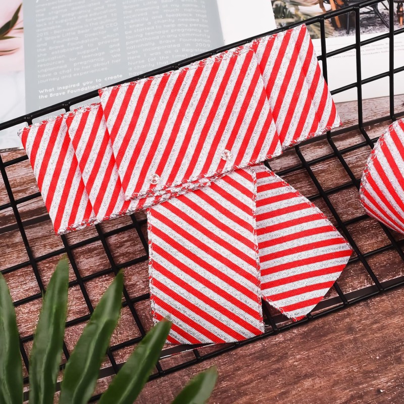 Custom Printed Wired Burlap Ribbon Red Plaid Design Christmas Craft Ribbon DIY Decorations Festive Gift Bows