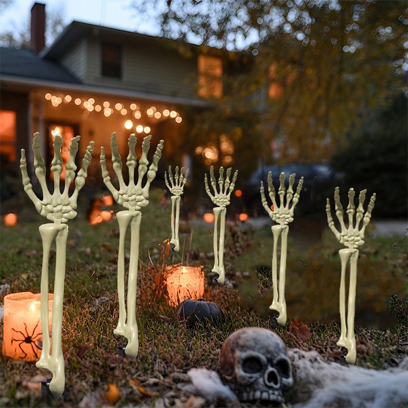 Realistic Halloween Hand Yard Stake Simulated Plastic Bone Props Scary Garden Party Ground Halloween Party Decorations