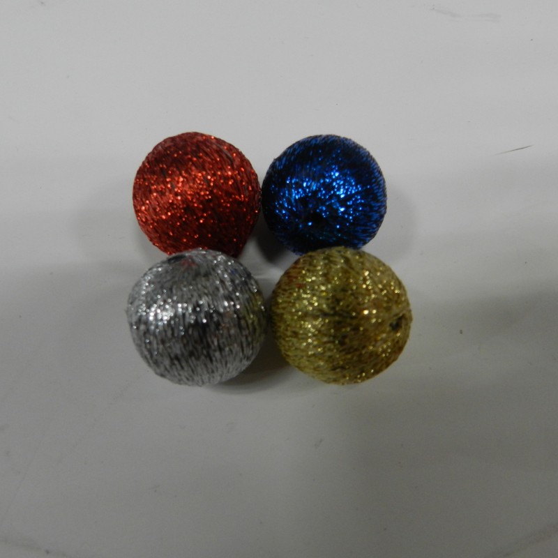 Christmas Tree Decoration Foam Base Holiday Gift Decor Silk Ball Ornament Supplies Hanging Accessory Gold Thread Sphere