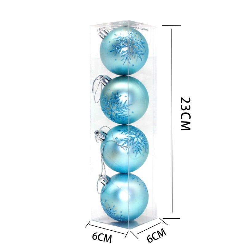 Christmas Decoration Set 5.7cm Lake Blue Snowflake Plastic Spheres Window Hanging Ornaments Festive Display Accents