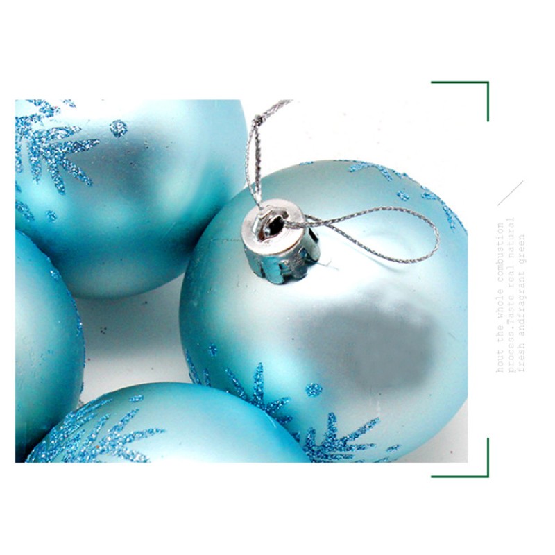 Christmas Decoration Set 5.7cm Lake Blue Snowflake Plastic Spheres Window Hanging Ornaments Festive Display Accents