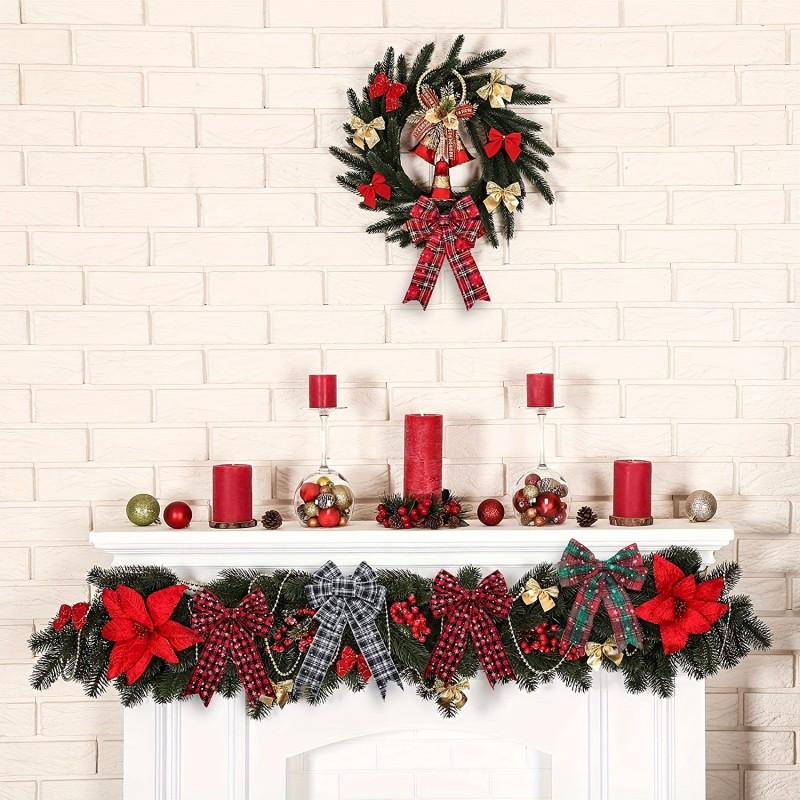 Festive Cotton Linen Blend Ribbon Classic Christmas Plaid Design Handmade Packaging Bows Seasonal Decoration Supplies