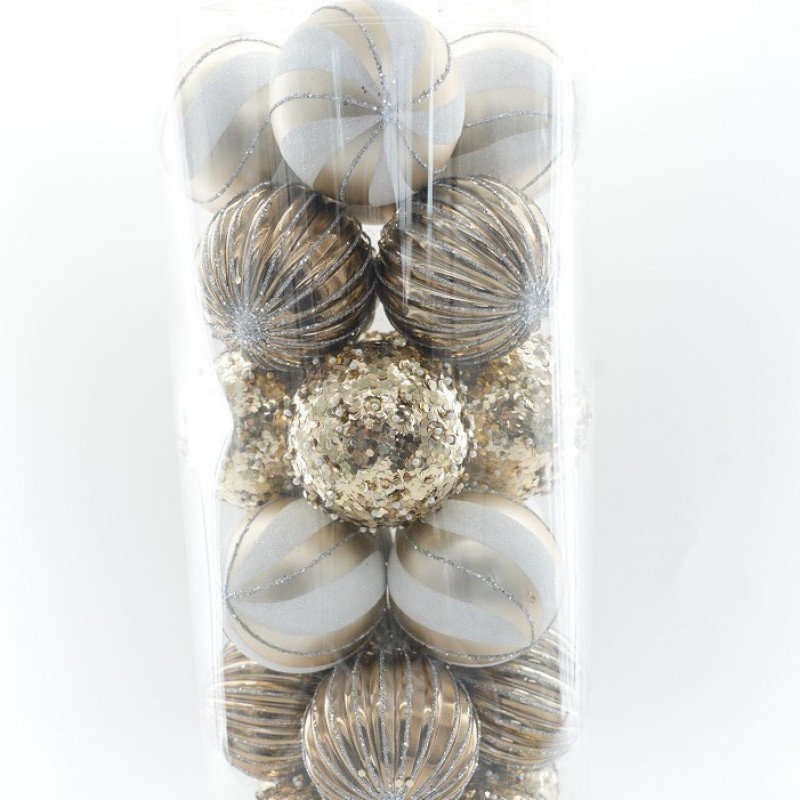 Christmas Ornament 8cm Plastic Decorations Party Hanging Orbs Traditional Bucket Kit Electroplated Spheres Festive Display