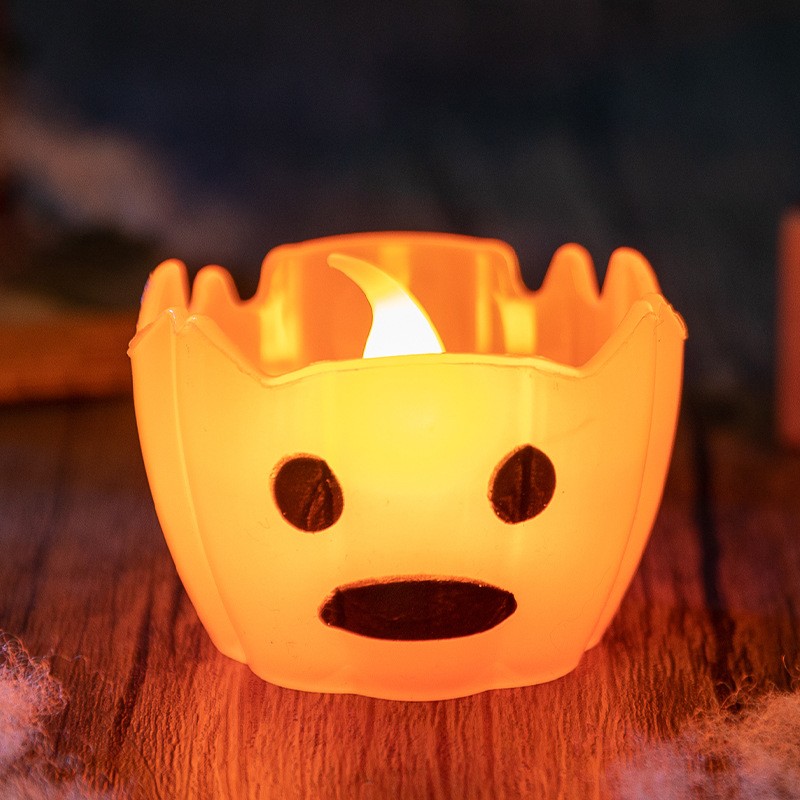 Halloween LED Ghost Face Pumpkin Lantern Electronic Flameless Candle Light Home Decor Party Props