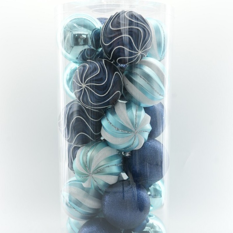 Christmas Decoration 8cm Plastic Balls Party Hanging Ornaments Classic Bucket Set Electroplated Spheres Holiday Decor