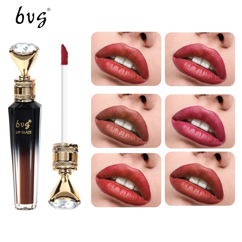 6 Colors 2.5g Waterproof Long Lasting Nude Matte Liquid Lipstick Non Stick Cup Sexy Red Lip Tint With Luxury Diamond Wand