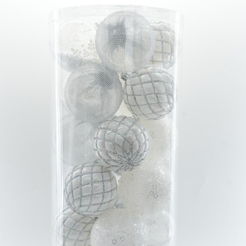 Christmas Ornament 8cm Plastic Decorations Party Hanging Orbs Traditional Bucket Kit Electroplated Spheres Festive Display