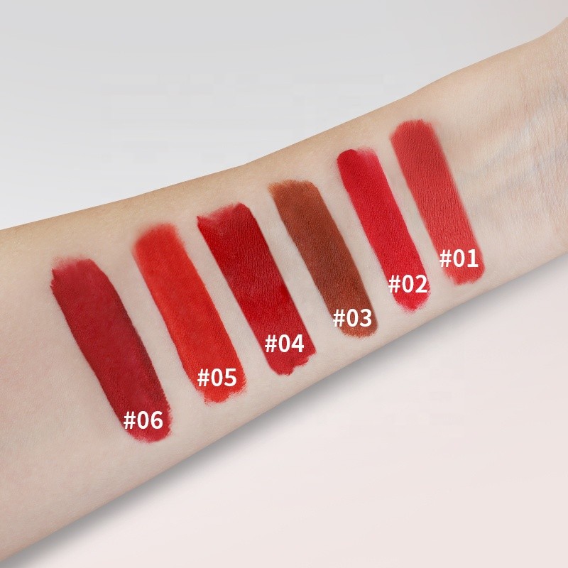 6 Colors 2.5g Waterproof Long Lasting Nude Matte Liquid Lipstick Non Stick Cup Sexy Red Lip Tint With Luxury Diamond Wand