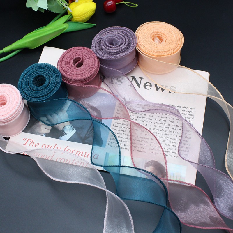 Mix Color Width 10 Yards Organza Ribbon Flower Bow Tie Decorative Ribbon Wavy Polyester Satin Ribbon Party Decoration