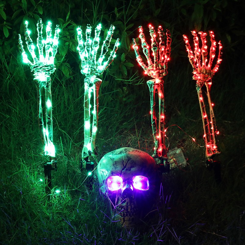 Creative Light up Glitter Ghost Hands Halloween Decoration Prop Garden Horror Atmosphere Displays Halloween Yard Decoration