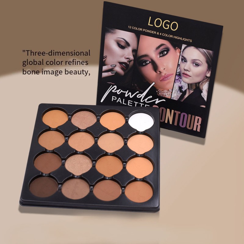 16 Color Private Label Makeup Face Top  Matte Pressed Powder Contour Blush Highlight Shimmer Powder Palette
