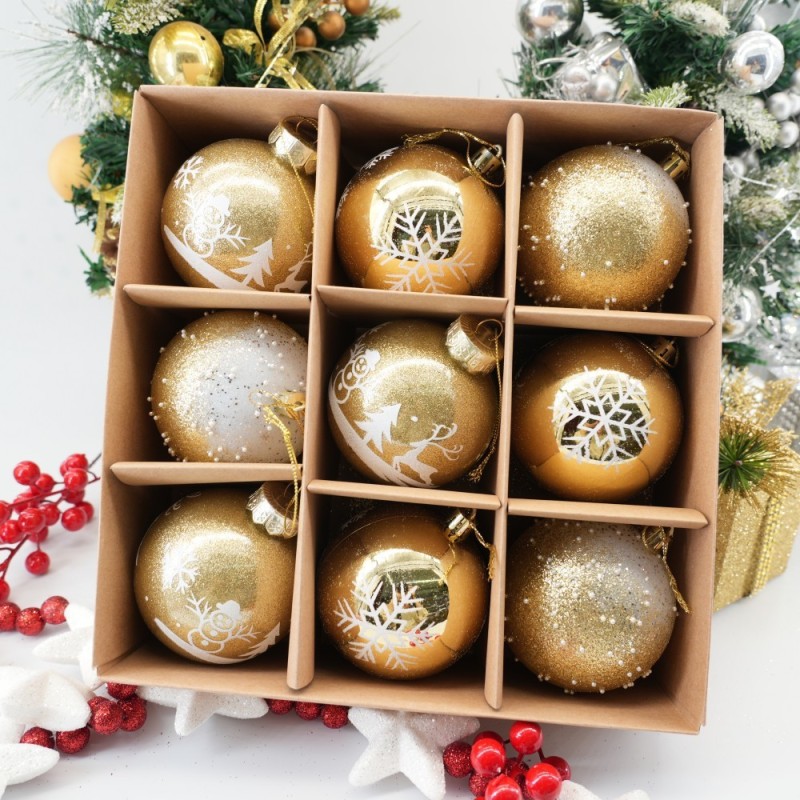 Bestselling Christmas Decoration 8cm Electroplated Balls Plastic Ornaments Shaped Painted Spheres Christmas Tree Decor