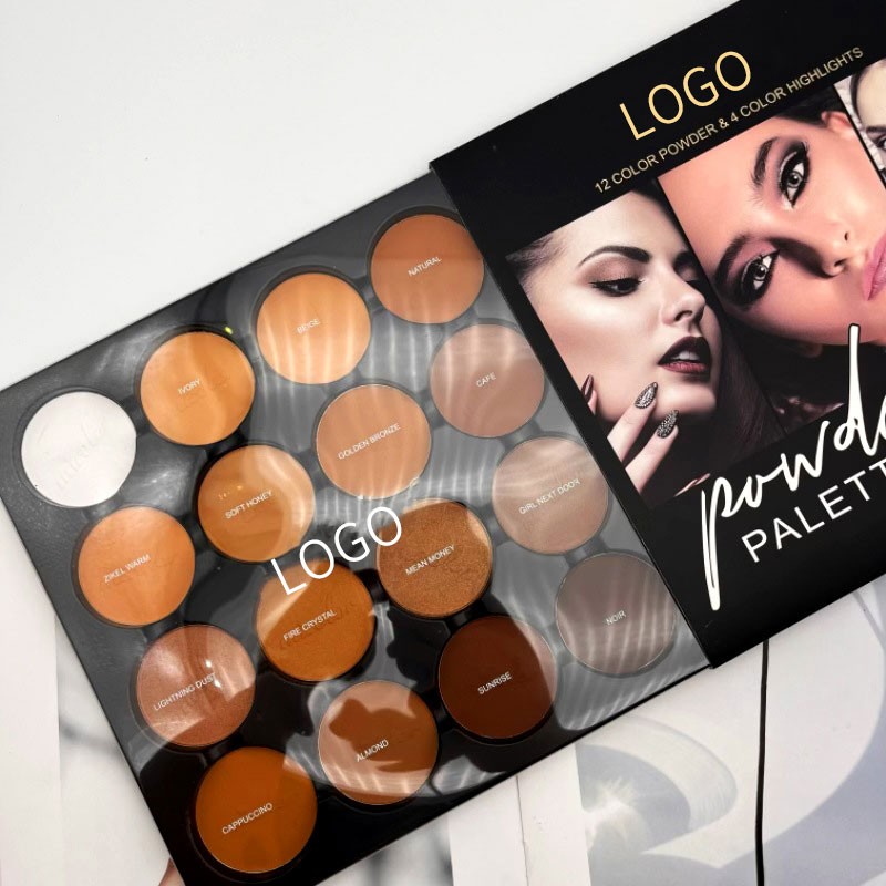 16 Color Private Label Makeup Face Top  Matte Pressed Powder Contour Blush Highlight Shimmer Powder Palette