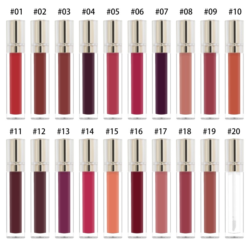 Private Label Liquid Lip Gloss  High Quality New Gold Glitter Cap Vegan Waterproof  Lipstick Waterproof Long Lasting Lip Glaze