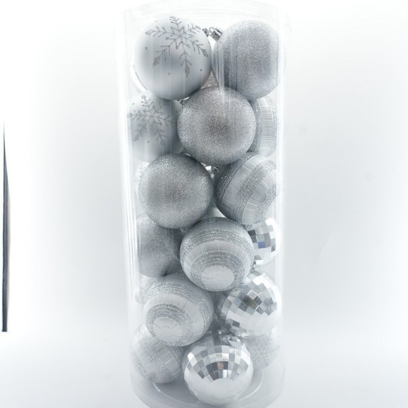 Christmas Decoration 8cm Plastic Balls Party Hanging Ornaments Classic Bucket Set Electroplated Spheres Holiday Decor