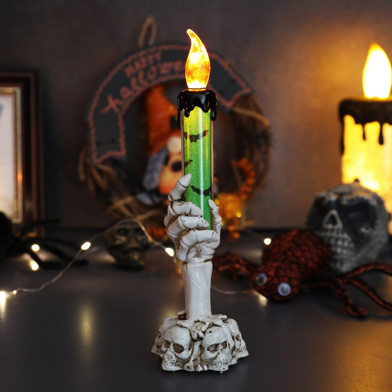 Creepy Glowing Ghost Hand LED Candle Halloween Prop Blood Drip Flameless Spooky Night Light Decor Party Horror