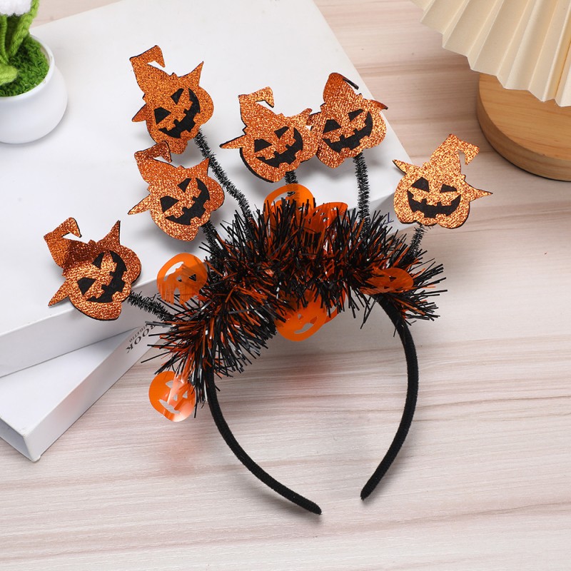 High Quality Halloween Headband Pumpkin Spider Design Children Spooky Party Costume Elastic Headband Holiday Celebrations