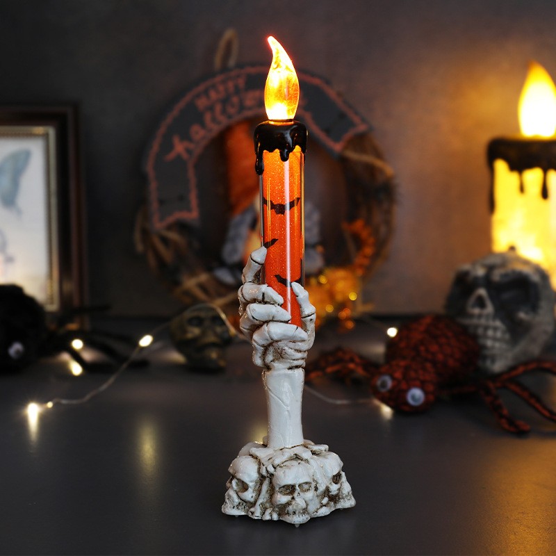 Creepy Glowing Ghost Hand LED Candle Halloween Prop Blood Drip Flameless Spooky Night Light Decor Party Horror