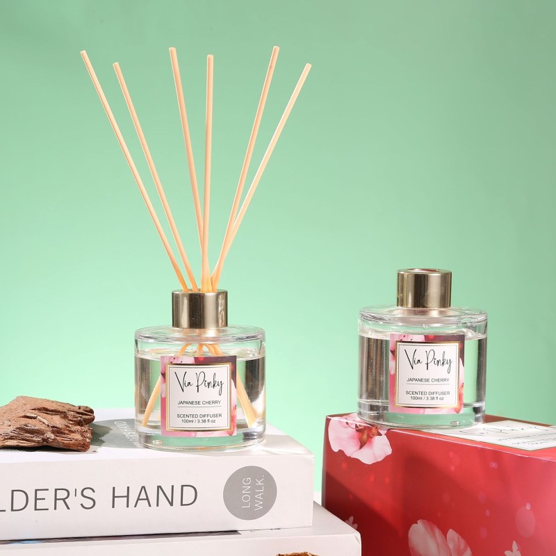 Reed Diffuser Citrus 3.38oz 100ml 2 Pack Essential Oil Reed Diffuser Set 5 Sticks Lemon Long Lasting Fragrance  Home Bathroom