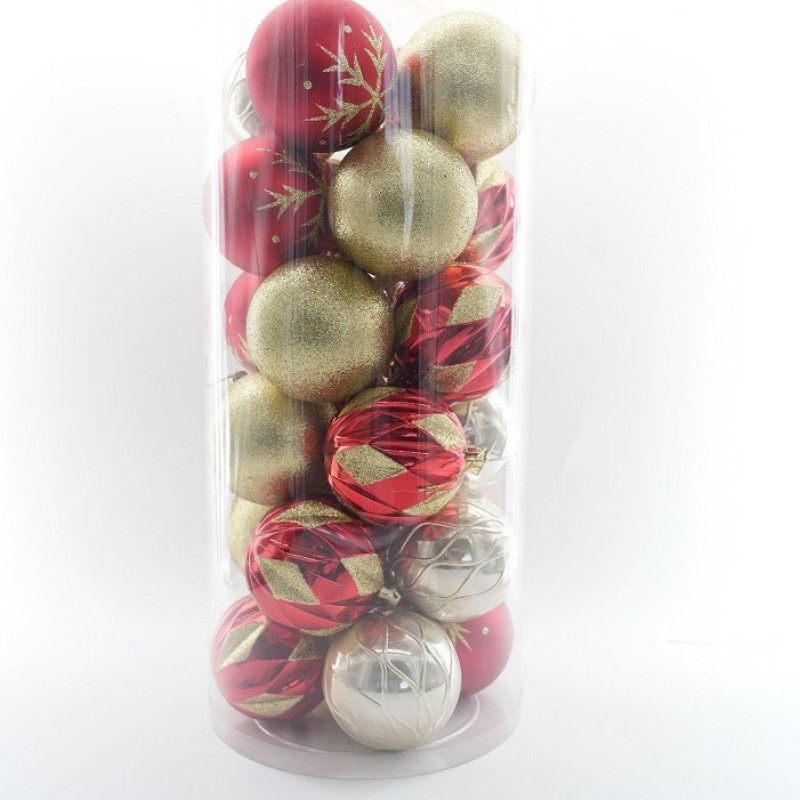 Christmas Decoration 8cm Plastic Balls Party Hanging Ornaments Classic Bucket Set Electroplated Spheres Holiday Decor