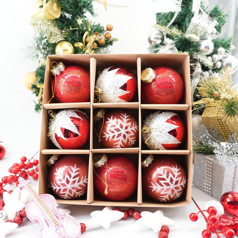 Bestselling Christmas Decoration 8cm Electroplated Balls Plastic Ornaments Shaped Painted Spheres Christmas Tree Decor