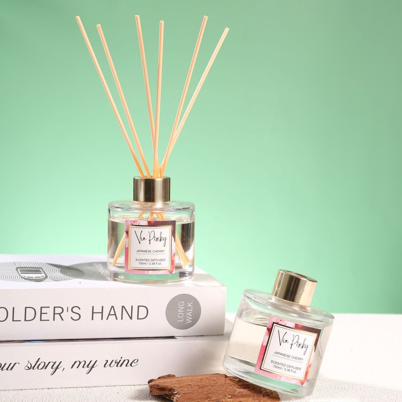 Reed Diffuser Citrus 3.38oz 100ml 2 Pack Essential Oil Reed Diffuser Set 5 Sticks Lemon Long Lasting Fragrance  Home Bathroom