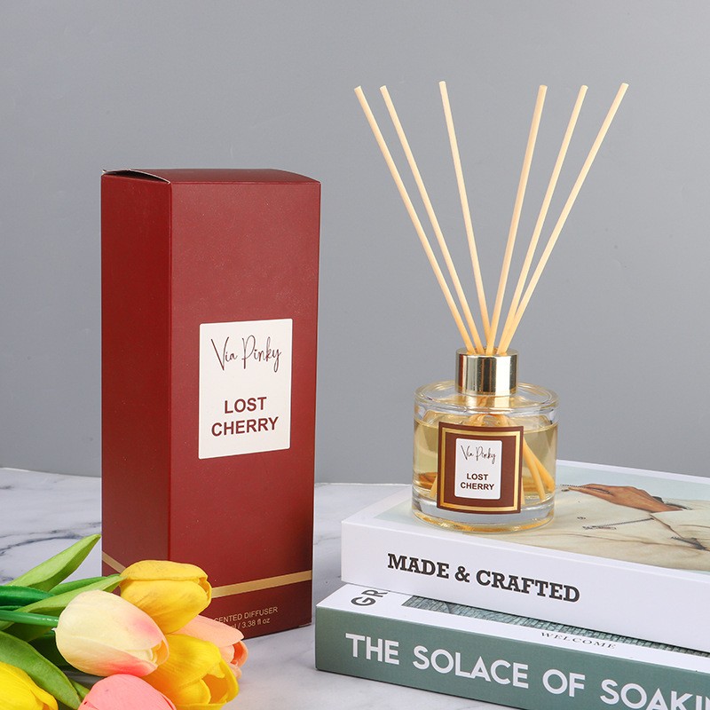 Wholesale 100ml Square Glass Flower Reed Diffuser Sets Long Lasting 5 Aroma Stick Light Fragrance Women Flameless Reed Diffuser