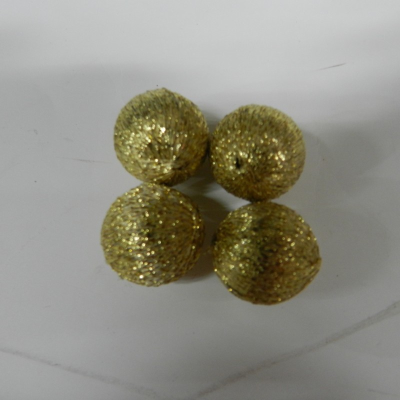 Christmas Tree Decoration Foam Base Holiday Gift Decor Silk Ball Ornament Supplies Hanging Accessory Gold Thread Sphere