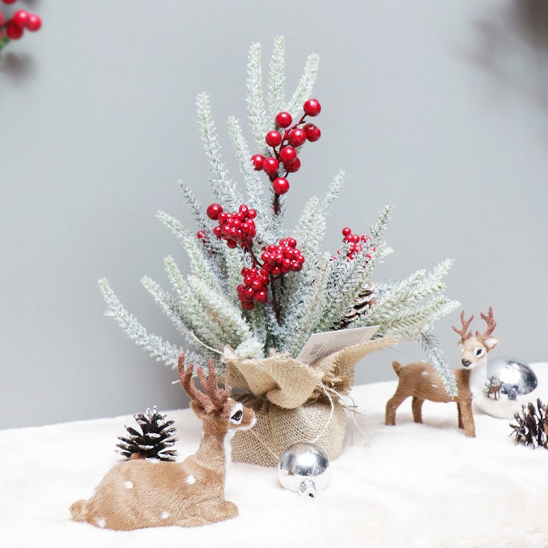 Christmas Decoration Snowfall PE Mini Christmas Tree Potted Plant Hotel Mall Christmas Ornament Festive Display Item