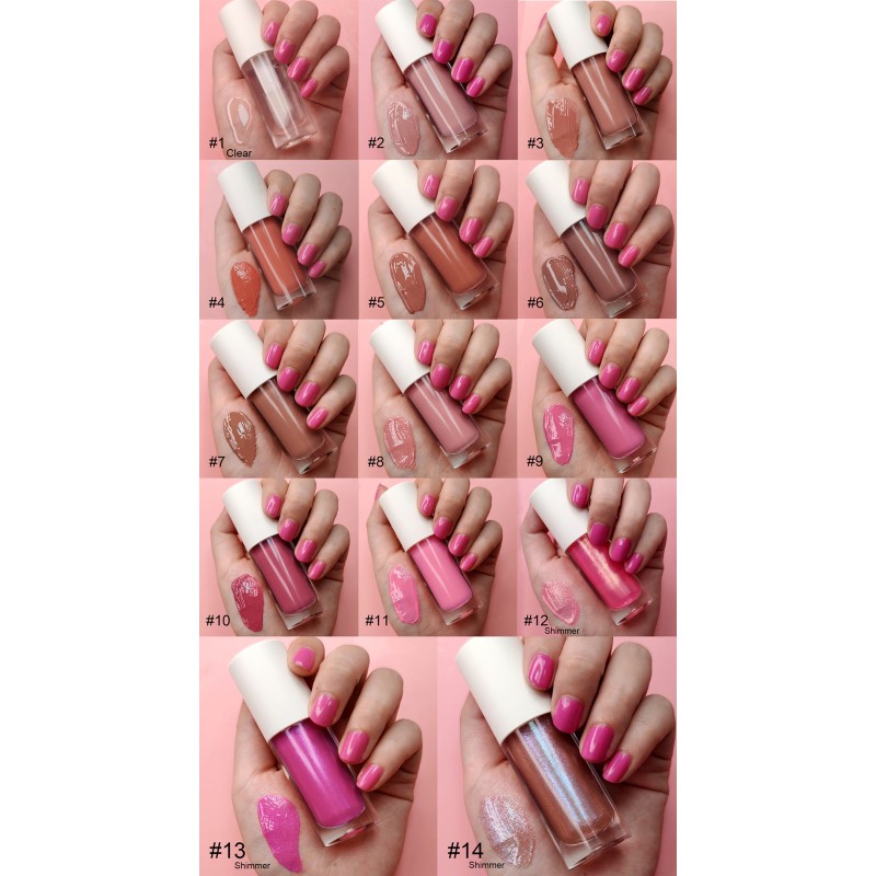 High Quality Vegan Lip Gloss Custom Logo Wholesale Vendor Pink Clear Nude Jelly Lip Balm  Certificate Private Label Makeup
