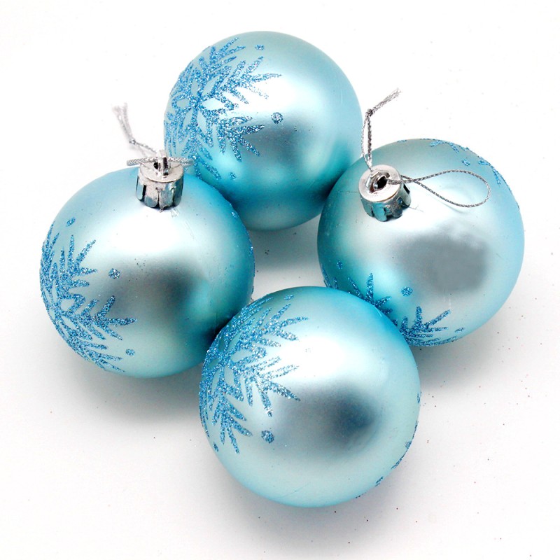 Christmas Decoration Set 5.7cm Lake Blue Snowflake Plastic Spheres Window Hanging Ornaments Festive Display Accents