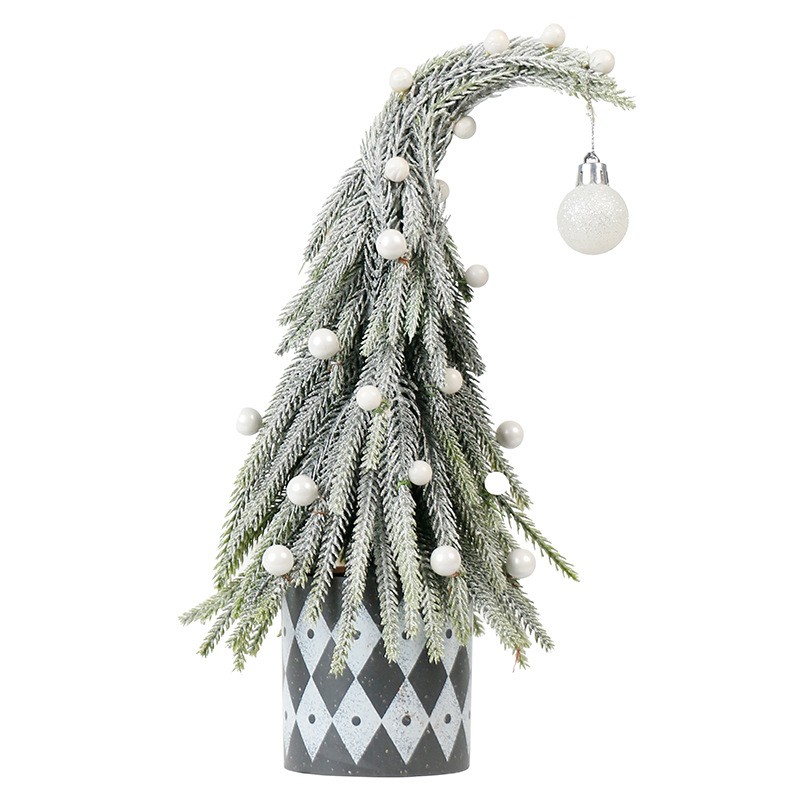 LIXIN XMST-015 Cross-Border 30cm Soft-Branched Mini Christmas Tree Snow-Covered Tabletop Home Parties Christmas Decorations